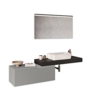 Aquadesign Mueble de ba&ntilde;o 4 piezas en mdf antracita/gris mate