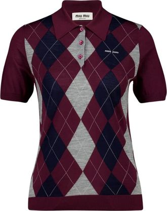 Miu Miu Polo de Lana Argyle - Knitwear - Mujer - Multicolor - M