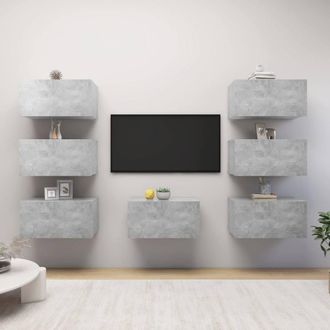 Berkfield Home TV Cabinets 7 pcs Concrete Grey 30.5x30x60 cm Engineered Wood