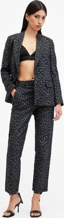 AllSaints Cotton Aurora Leopard Jacquard Trousers, Size: UK 16/US 12