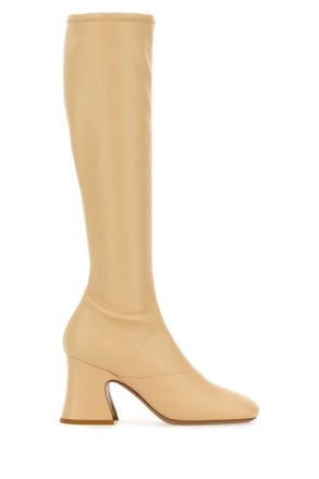 Chlo&eacute; Cream Synthetic Leather Janis Boots