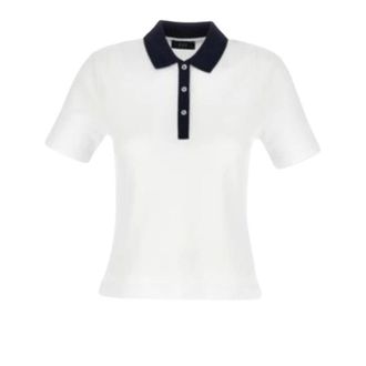 Fay Polo Shirts, female, White, Size: L Pique Polo Shirt