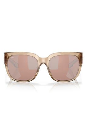 Costa Waterwoman 58mm Polarized Mirrored Square Sunglasses in Blonde Crystal /Copper 580P at Nordstrom