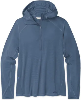 Stio | Womens Trax Power Grid Half Zip Hoodie, Size Extra Small in Vintage Indigo