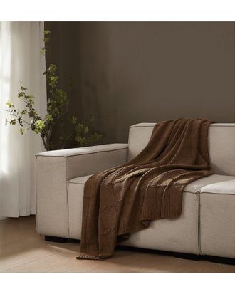 Brooklyn Loom Chenille Grid Knit Throw