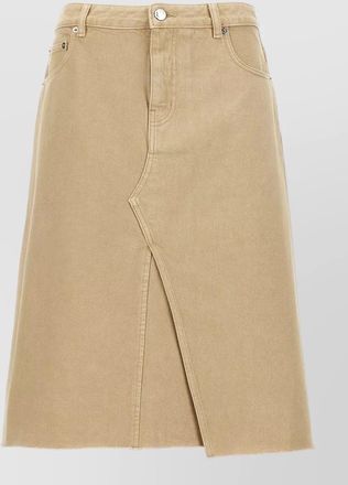 Tory Burch cotton denim deconstructed midi a-line skirt