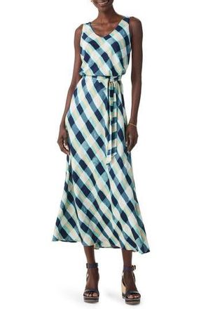 Nic+Zoe Bianca Plaid Tie Waist Sleeveless Dress in Aqua Multi at Nordstrom Rack, Size X-Small