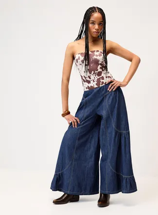 Twik Womens Tiered extra-wide-leg jean