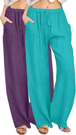 Generic Ladies Trousers Size 18 Palazzo Pants Trouser Linen Pants Ladies 2025 Trendy Womens Loungepants Petite Trousers Womens Corduroy Beige Black Linen Wome