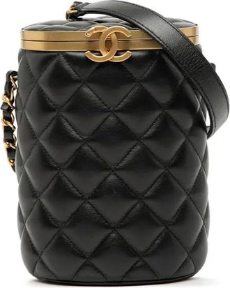 Chanel 2021-2025 Small Quilted Lambskin Crown Box Bag crossbody bag - women - Lambskin - One Size - Black