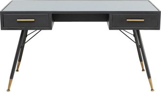 Kare Design Escritorio de acero y vidrio de 2 cajones 140x60cm