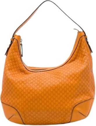 Gucci Pre-owned Embossed Leather Shoulder Bag - Dames - Vintage Schoudertas - Oranje - ONE Size - Leer - Vintage