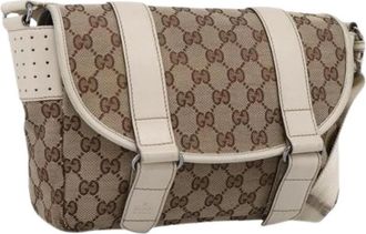 Gucci Pre-owned Vintage GG Canvas Schoudertas - Dames - Vintage Schoudertas - Beige - ONE Size - Leer - Vintage