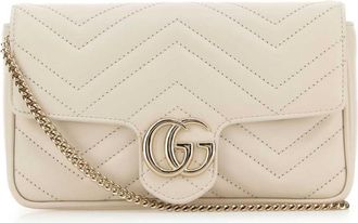 Gucci White GG Marmont Small Shoulder Bag