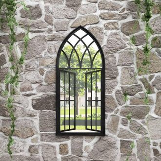 Berkfield Home Garden Mirror Black 100x45 cm Iron for Outdoor Use