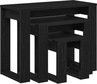 vidaXL Mesa Nido 3 Pcs Roble Negro 61 X 28 X 47 Cm Vidaxl