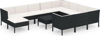 vidaXL 12 Pcs Garden Lounge Set Con Cojines De Prueba De Vime Pe