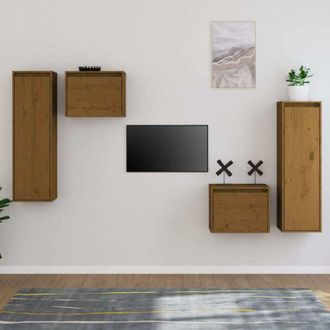 vidaXL Vidaxl - Muebles Para Tv 4 Piezas Madera Maciza De Pino Marr&oacute;n Miel