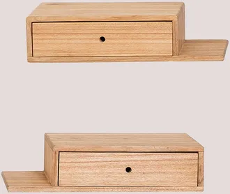 Sklum Set De 2 Mesitas De Noche Flotantes En Madera Harald Sklum