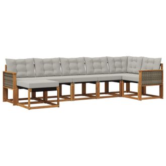 vidaXL Conjunto De Sof&aacute;s De Exterior 7 Pcs Natural Y Gris Claro Vidaxl