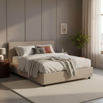 Talamo Italia Talamo Italia Cama Matrimonial Beata, Cama Contenedor Con Revestimiento De Tela, 100% Made In Italy, Apertura Frontal, Con Colch&oacute;n Cm 140x190 Incluido