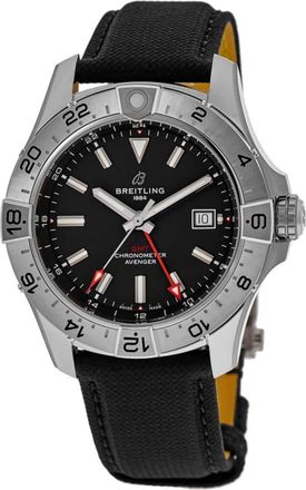 Breitling Avenger Automatic GMT 44 Black Dial Leather Strap Mens Watch A32320101B1X1