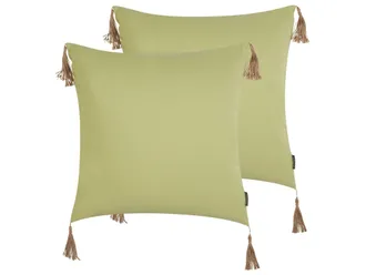 Beliani Beliani - Set Di 2 Cuscini Con Motivo A Tinta Unita Verde 45 X 45 Cm Chmistar