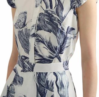 Erdem Floral Print Sleeveless Top In Ivory/blue
