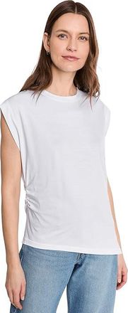 Sanctuary Pleated Muscle T-Shirts Womens Clothing White : LG (US 10-12), Cotton/Rayon