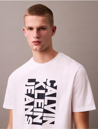 Calvin Klein Jeans Calvin Klein Mens Lateral Logo Graphic Classic T-Shirt - White - 2XL