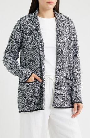Eileen Fisher Notch Collar Organic Cotton Jacket in Black/white at Nordstrom, Size 2X