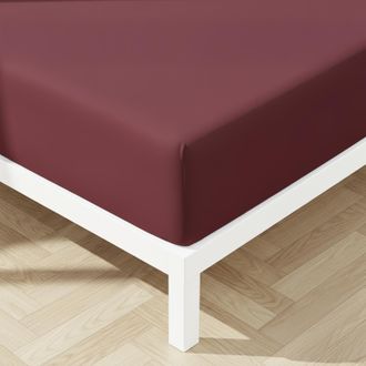 KASANOVA Lenzuolo matrimoniale con angoli in microfibra mano pesca bordeaux scuro