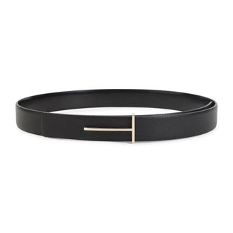Tom Ford Cintura in pelle con fibbia T - - Accessories - Donna - Nero - 85 CM