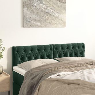 vidaXL Cabeceros 2 Unidades De Terciopelo Verde Oscuro 80x7x78/88 Cm Vidaxl