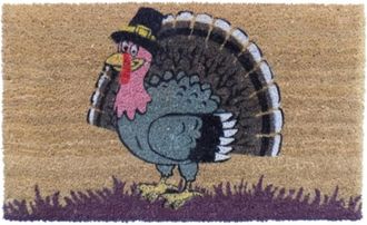 Imports Decor Turkey Coir Door Mat, Thanksgiving Coconut Fiber Doormat with Non-Slip PVC Backing, Indoor Outdoor Holiday Entrance Rug
