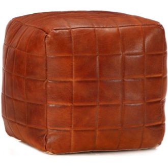 vidaXL Puf Marr&oacute;n 40x40x40 Cm Cuero Aut&eacute;ntico De Cabra Vidaxl