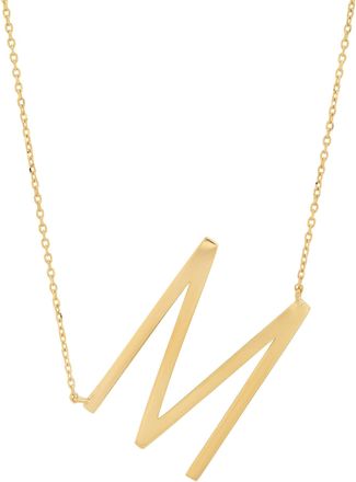 MAX + STONE 10k Yellow or White Gold Large Sideways Block Letter Initial with Cable Chain