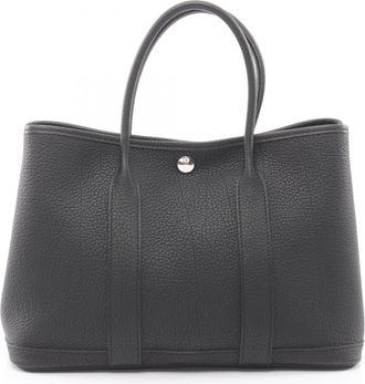 Herm&egrave;s Black Leather Handbag Tote Bag (Pre-Owned)
