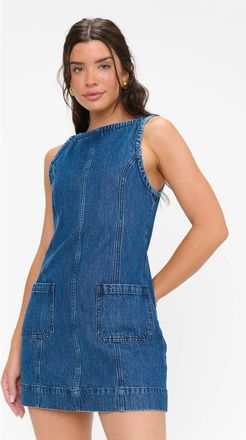 Show me your Mumu Boulevard Mini Dress in Reservoir Blue at Nordstrom, Size X-Small