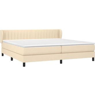 vidaXL Cama Box Spring Con Colch&oacute;n Tela Color Crema 200x200 Cm Vidaxl