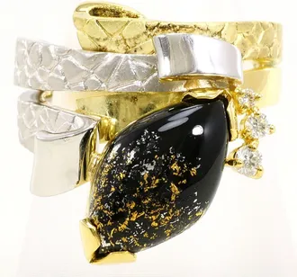 C&A Black Platinum Yellow Gold Yellow Gold (18K) Platinum 900 Band Ring (Pre-Owned)