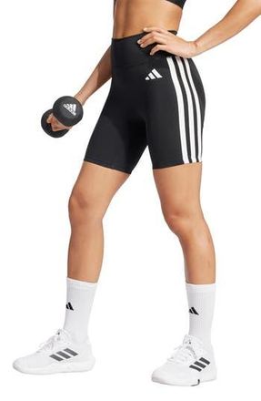 adidas Essentials 3-Stripes Performance Bike Shorts in Black/White at Nordstrom Rack, Size X-Small 7