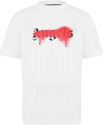 Palm Angels Mens London Tee in White Red - Size 2XL
