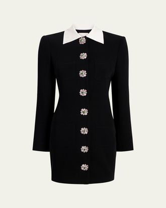 Cinq &agrave; Sept Sheryl Tailored Crystal-Button Mini Dress
