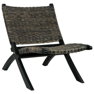 vidaXL Vidaxl - Silla De Rat&aacute;n Kubu Natural Y Madera Maciza De Caoba Negra