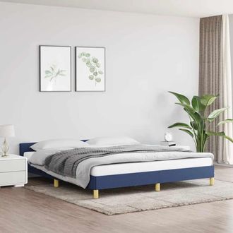 vidaXL Vidaxl - Estructura De Cama Con Cabecero Sin Colch&oacute;n Tela Azul 180x200cm