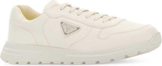 Prada Mens White Leather Prax 2.0 Sneakers Avorio