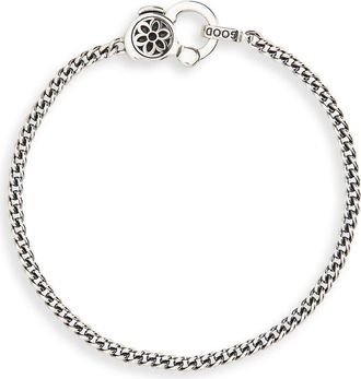 Good Art Hlywd Mens Rosette 4A Curb Chain Bracelet in Sterling Silver at Nordstrom, Size 17 In