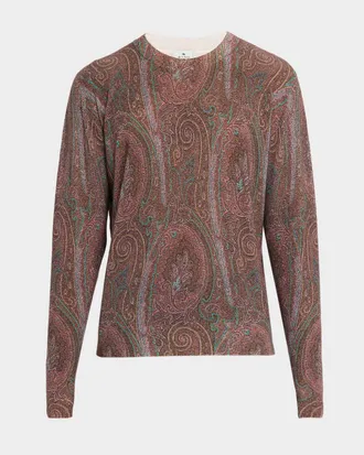 Etro Men & apos;s Silk and Cashmere Multi-Paisley Crewneck Sweater