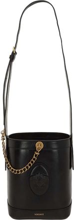 Versace Leather Bucket Bag With Antique-Finish Brass Hardware